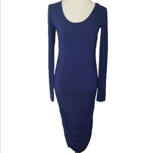 Isabella Oliver Size 6 Navy Scoop Neck Long Sleeve Ruched Dress